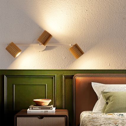 Brilagi - Faretto MODERN WOOD 3xGU10/8W/230V legno di hevea/bianco