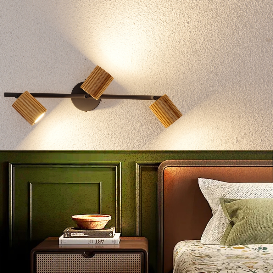 Brilagi - Faretto MODERN WOOD 3xGU10/8W/230V legno/nero