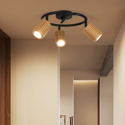 Brilagi - Faretto MODERN WOOD 3xGU10/8W/230V legno/nero