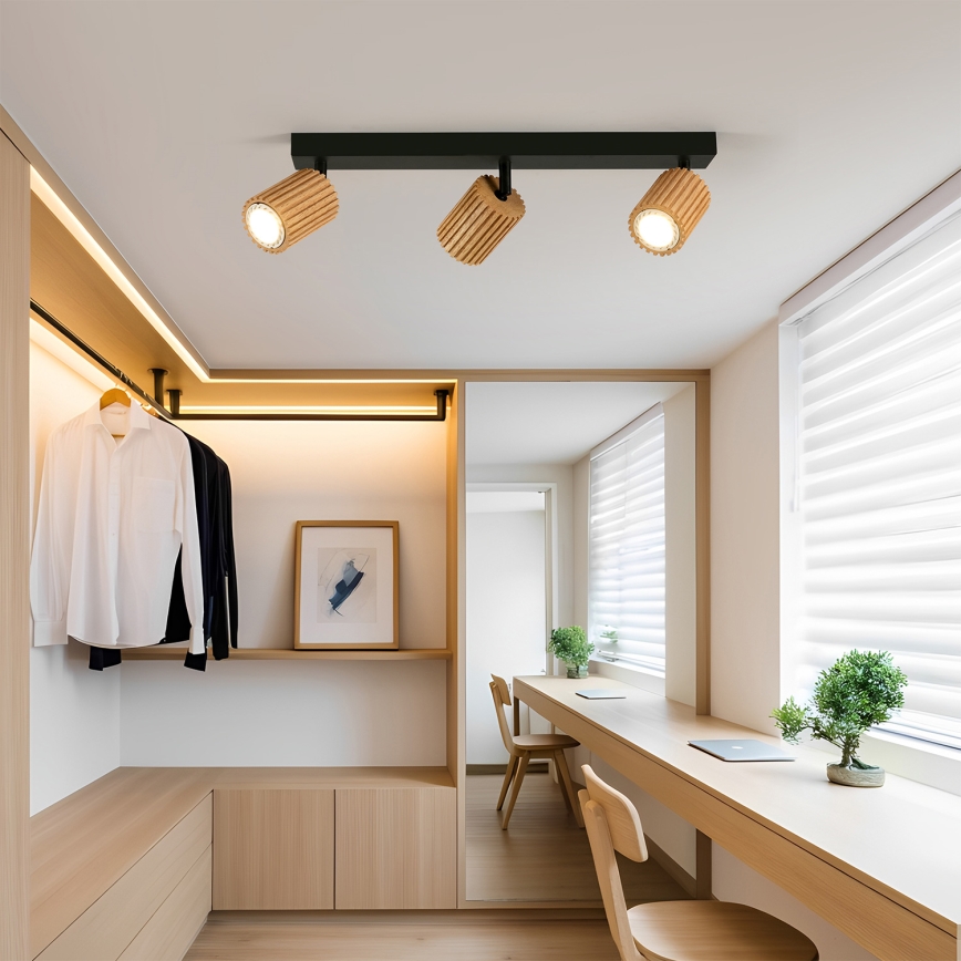 Brilagi - Faretto MODERN WOOD 3xGU10/8W/230V legno/nero