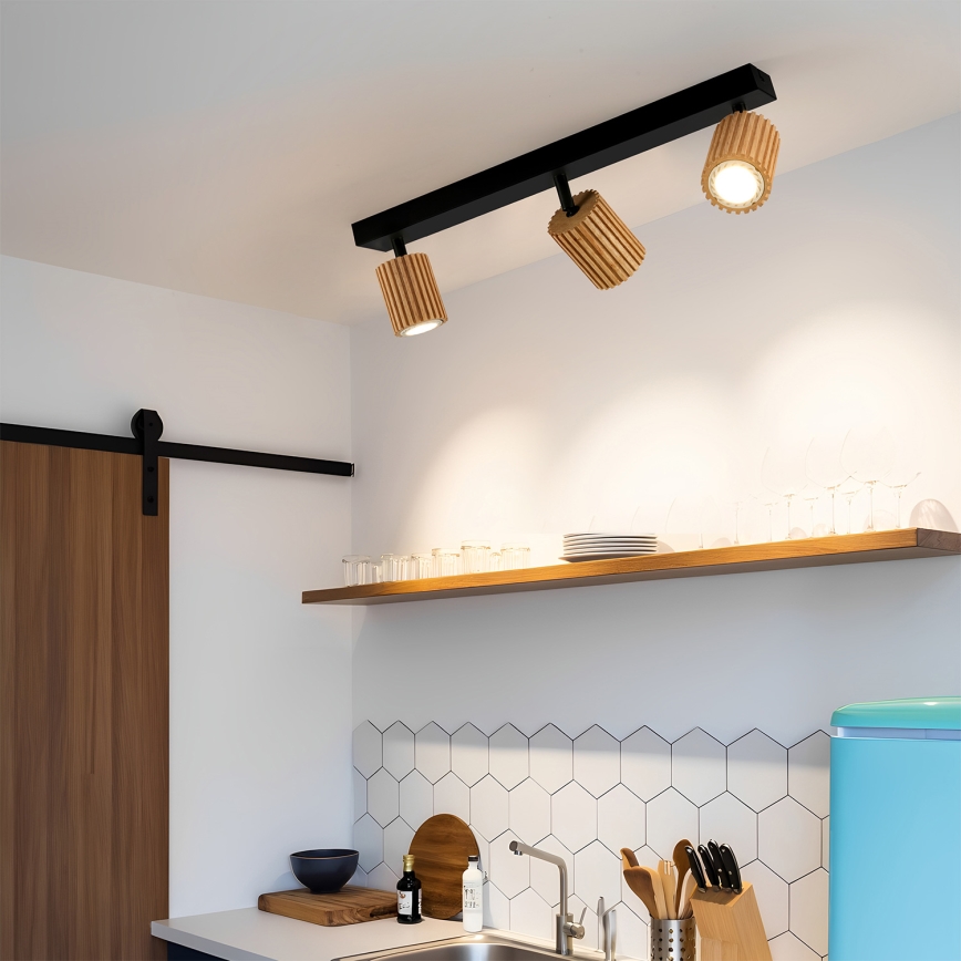 Brilagi - Faretto MODERN WOOD 3xGU10/8W/230V legno/nero