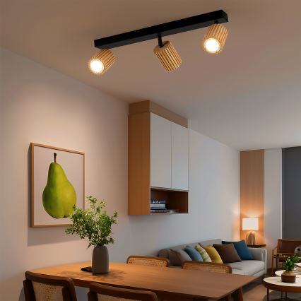 Brilagi - Faretto MODERN WOOD 3xGU10/8W/230V legno/nero