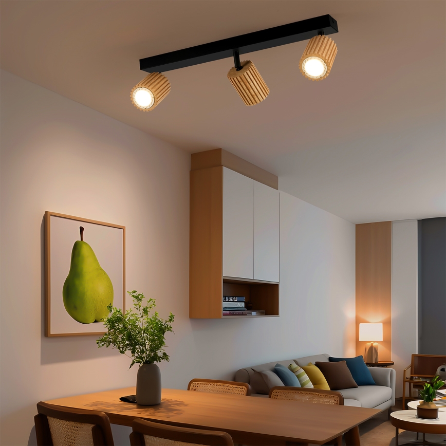 Brilagi - Faretto MODERN WOOD 3xGU10/8W/230V legno/nero