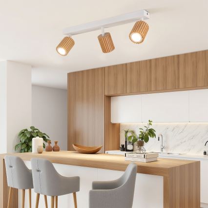 Brilagi - Faretto MODERN WOOD 4xGU10/8W/230V legno/bianco