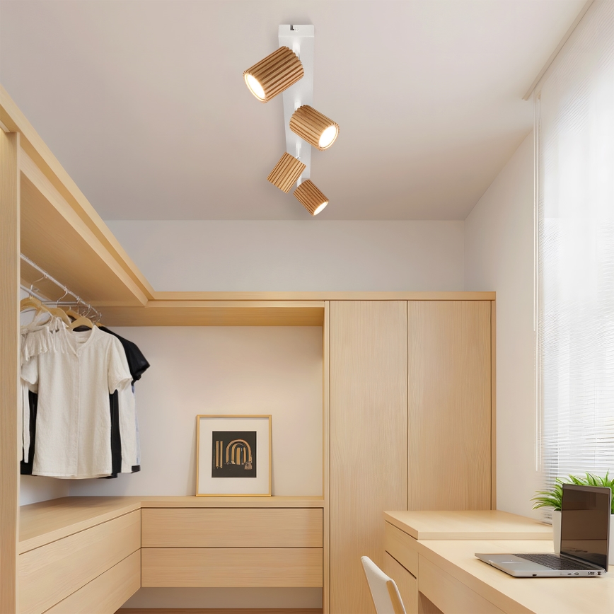 Brilagi - Faretto MODERN WOOD 4xGU10/8W/230V legno/bianco