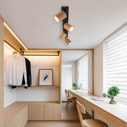 Brilagi - Faretto MODERN WOOD 4xGU10/8W/230V legno/nero