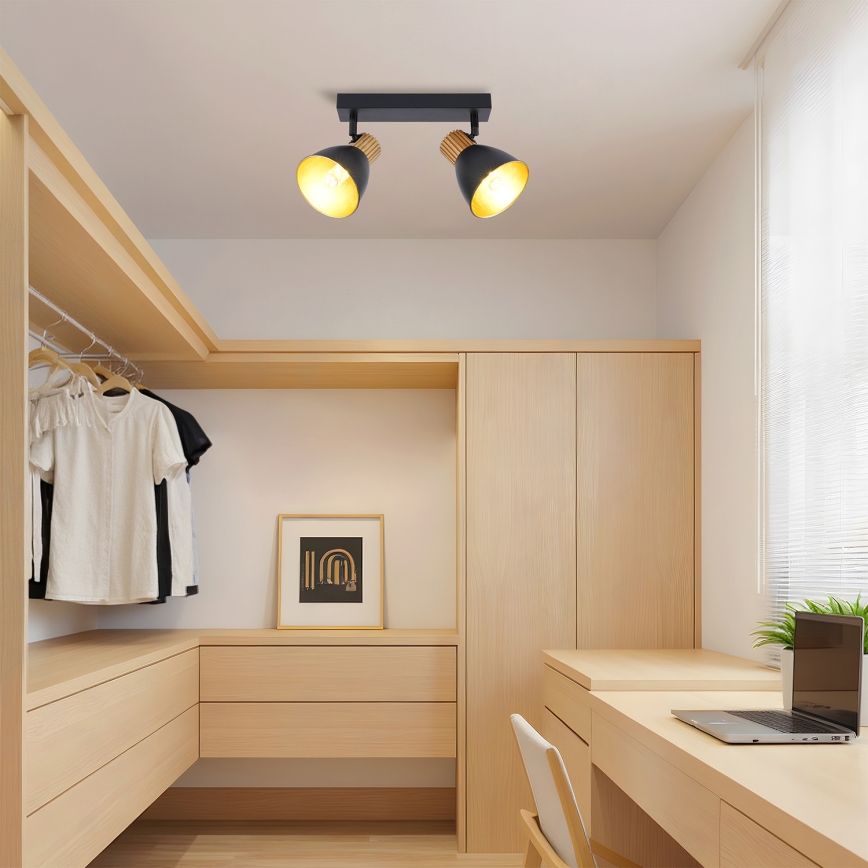 Brilagi - Faretto ODENSE 2xE14/10W/230V legno di caucciù/nero