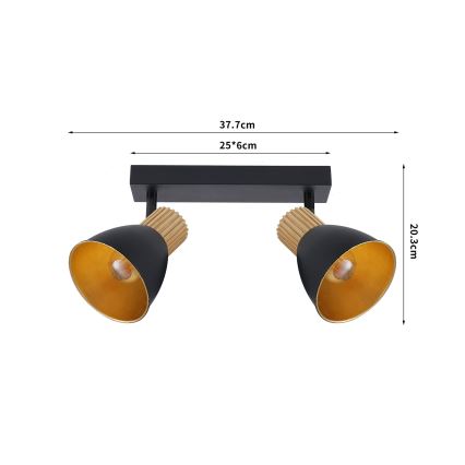Brilagi - Faretto ODENSE 2xE14/10W/230V legno di caucciù/nero