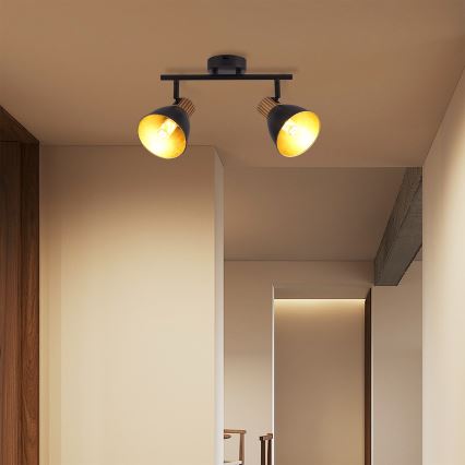 Brilagi - Faretto ODENSE 2xE14/10W/230V legno di hevea/nero