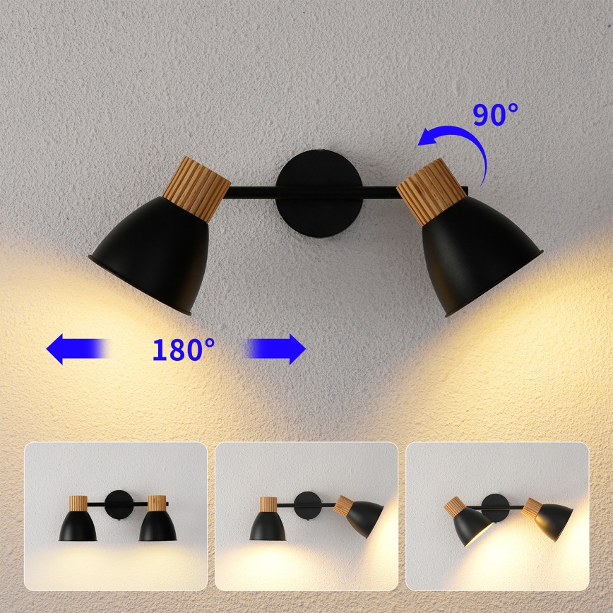 Brilagi - Faretto ODENSE 2xE14/10W/230V legno/nero