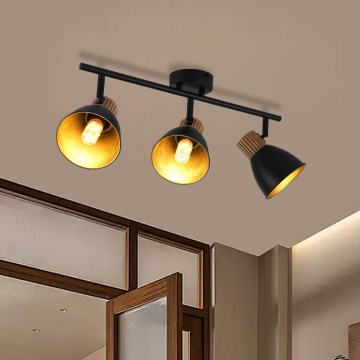 Brilagi - Faretto ODENSE 3xE14/10W/230V legno di caucciù/nero