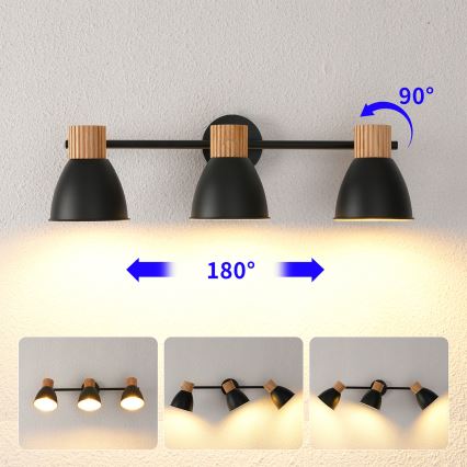 Brilagi - Faretto ODENSE 3xE14/10W/230V legno di caucciù/nero