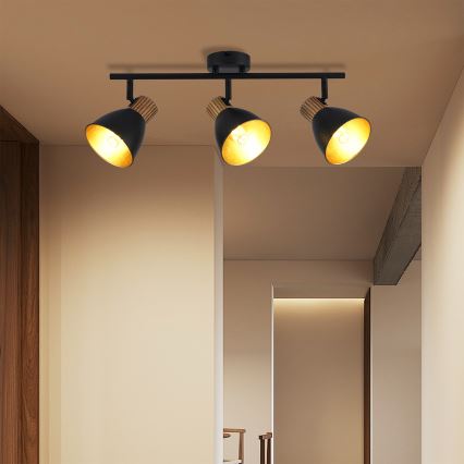 Brilagi - Faretto ODENSE 3xE14/10W/230V legno di caucciù/nero