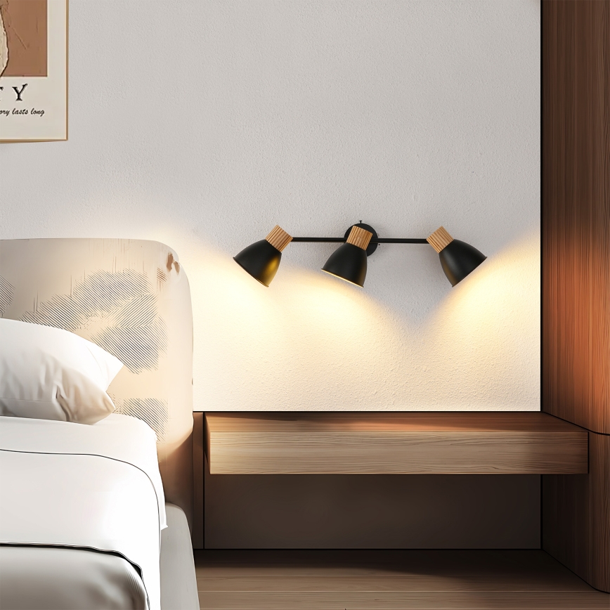 Brilagi - Faretto ODENSE 3xE14/10W/230V legno di caucciù/nero