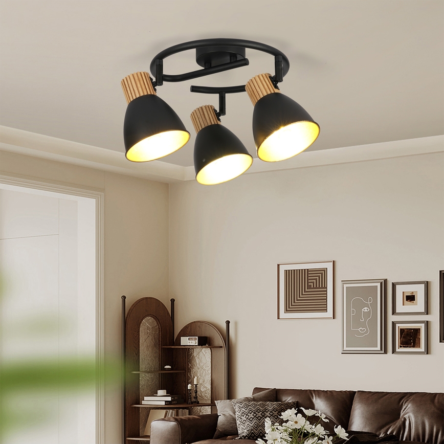 Brilagi - Faretto ODENSE 3xE14/10W/230V legno/nero