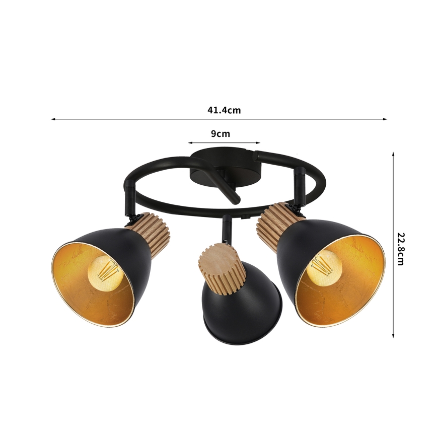 Brilagi - Faretto ODENSE 3xE14/10W/230V legno/nero