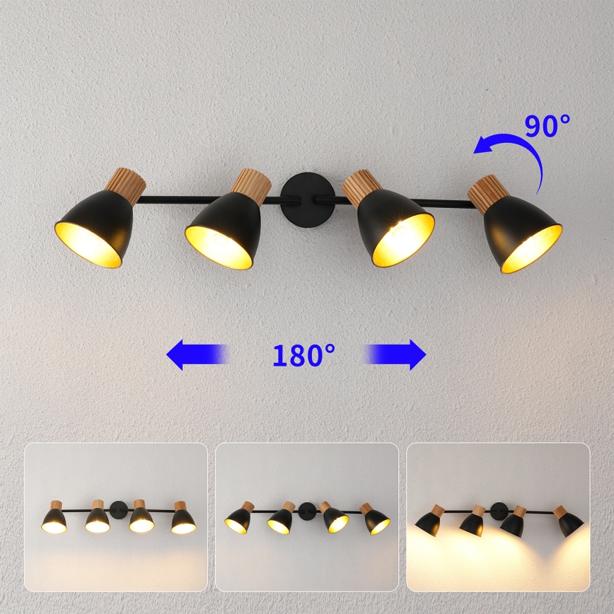 Brilagi - Faretto ODENSE 4xE14/10W/230V legno/nero