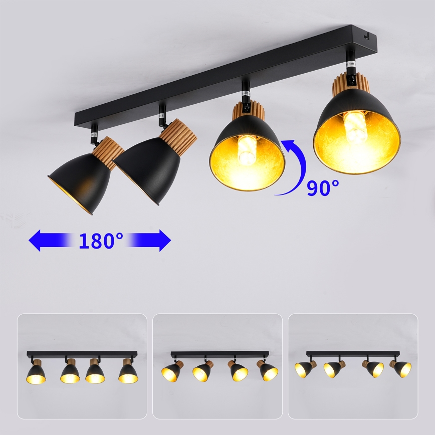 Brilagi - Faretto ODENSE 4xE14/10W/230V legno/nero