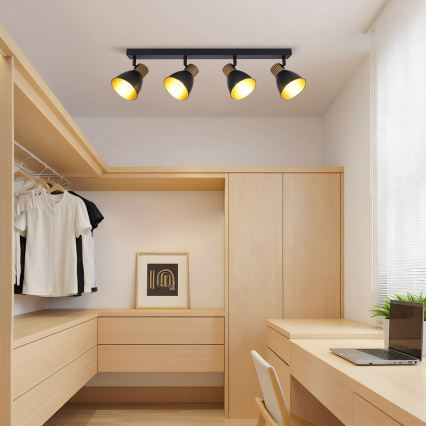 Brilagi - Faretto ODENSE 4xE14/10W/230V legno/nero