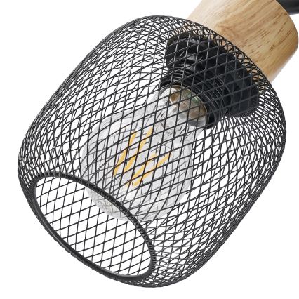 Brilagi - Faretto orientabile BASKLITE 3xE27/15W/230V, finitura legno di hevea/nero