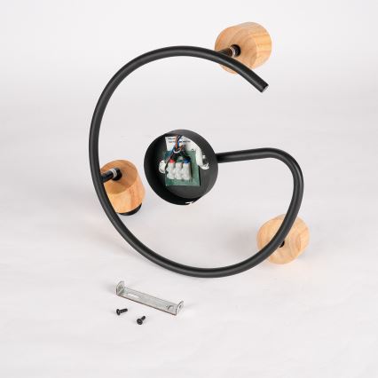 Brilagi - Faretto orientabile BASKLITE 3xE27/15W/230V, finitura legno di hevea/nero