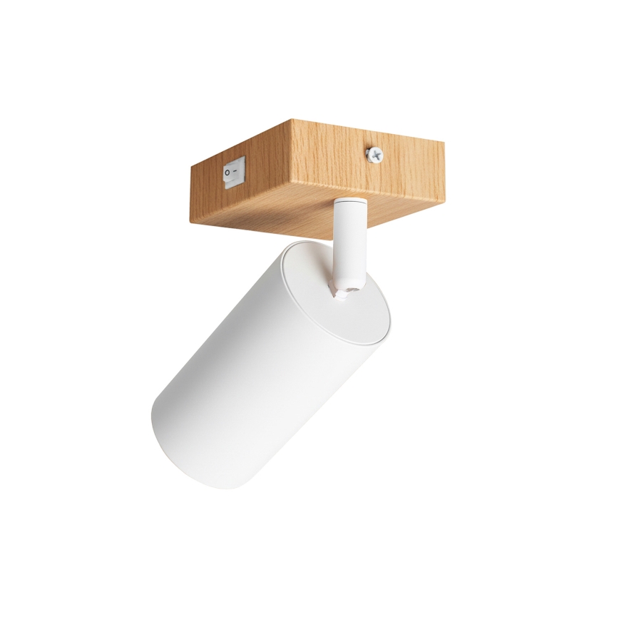 Brilagi - Faretto da parete con interruttore SELE 1xGU10/30W/230V bianco/effetto rovere