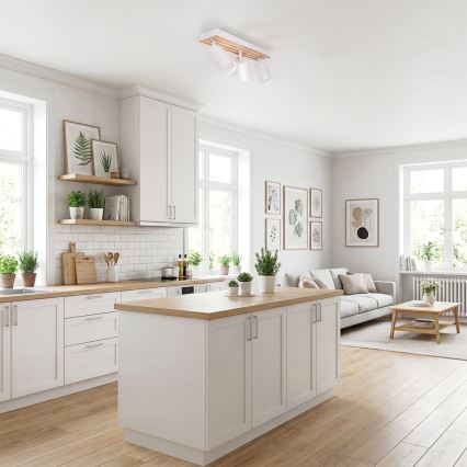 Brilagi - Faretto orientabile SELE WOOD ACOUSTIC 3xGU10/30W/230V bianco/legno
