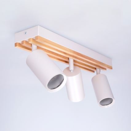 Brilagi - Faretto orientabile SELE WOOD ACOUSTIC 3xGU10/30W/230V bianco/legno