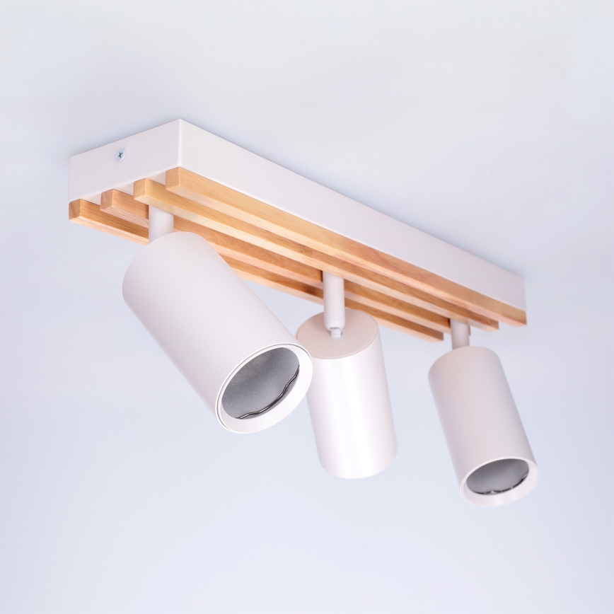Brilagi - Faretto orientabile SELE WOOD ACOUSTIC 3xGU10/30W/230V bianco/legno