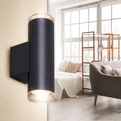 Brilagi - Faretto da parete per bagno SELE AQUA 2xGU10/30W/230V IP44 nero