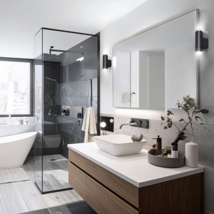 Brilagi - Faretto da parete per bagno SELE AQUA 2xGU10/30W/230V IP44 nero