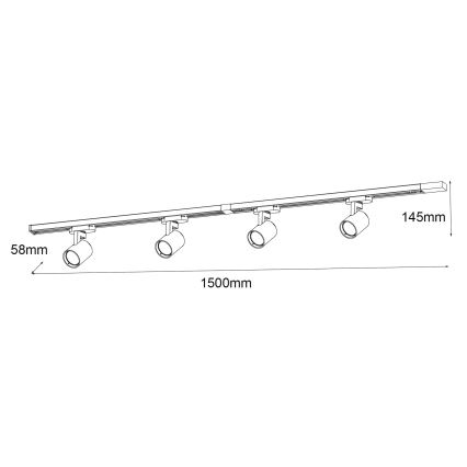 Brilagi - Faretto per sistema a binario HUSKY 4xGU10/10W/230V nero