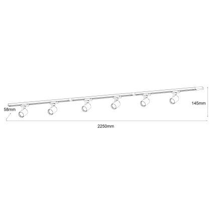 Brilagi - Faretto per sistema a binario HUSKY 6xGU10/10W/230V nero