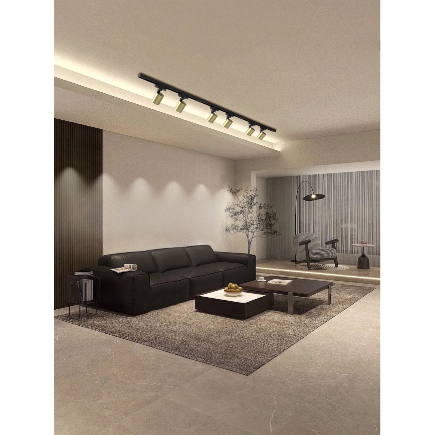 Brilagi - Faretto per sistema a binario HUSKY 6xGU10/10W/230V nero/oro