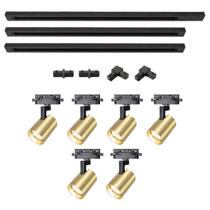Brilagi - Faretto per sistema a binario HUSKY 6xGU10/10W/230V nero/oro
