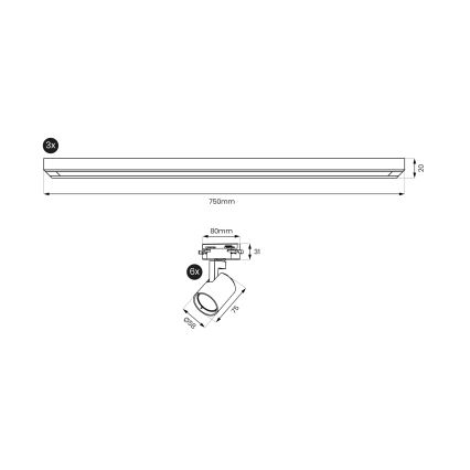 Brilagi - Faretto per sistema a binario HUSKY 6xGU10/10W/230V nero/oro