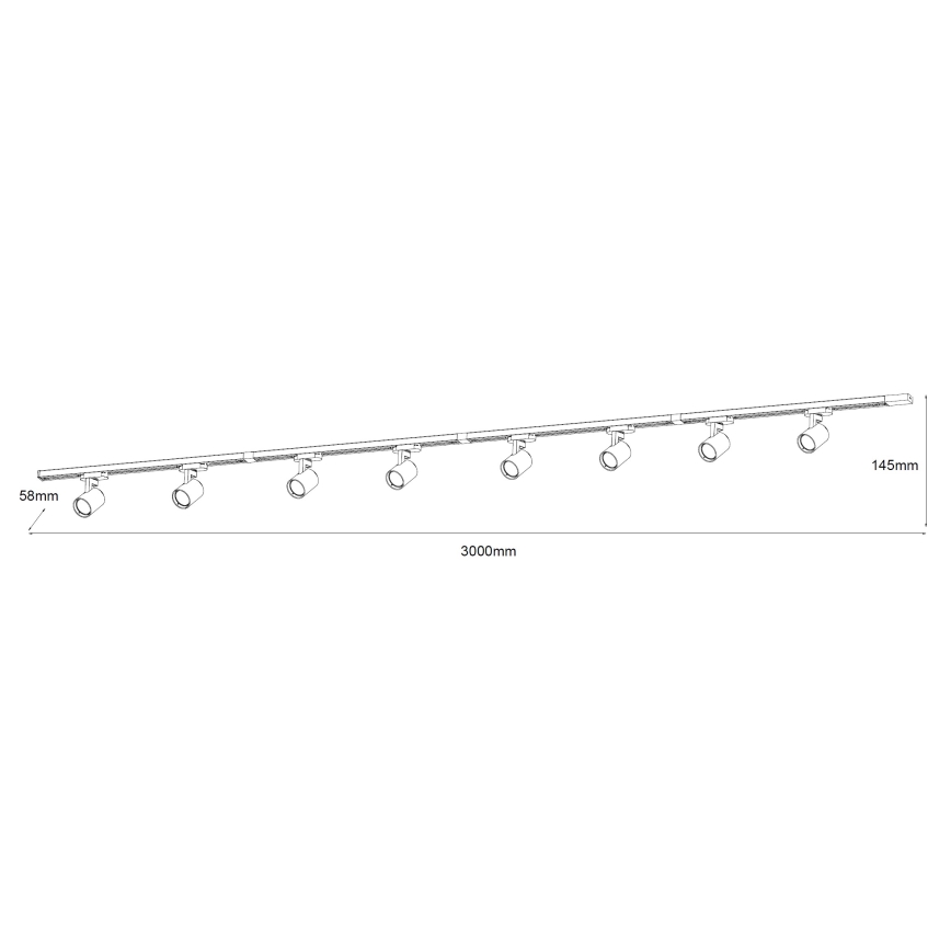 Brilagi - Faretto per sistema a binario HUSKY 8xGU10/10W/230V nero