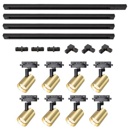 Brilagi - Faretto per sistema a binario HUSKY 8xGU10/10W/230V nero/oro