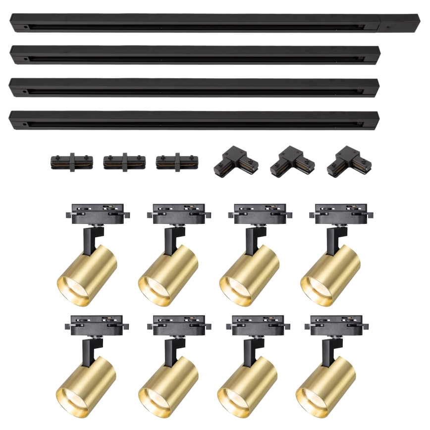 Brilagi - Faretto per sistema a binario HUSKY 8xGU10/10W/230V nero/oro