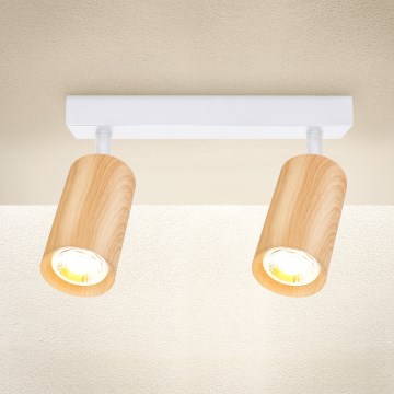 Brilagi - Faretto SELE 2xGU10/30W/230V bianco/decorazioni in rovere