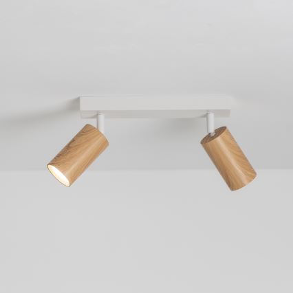 Brilagi - Faretto SELE 2xGU10/30W/230V bianco/decorazioni in rovere