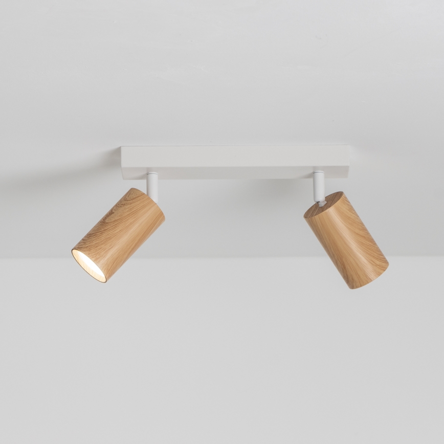 Brilagi - Faretto SELE 2xGU10/30W/230V bianco/decorazioni in rovere