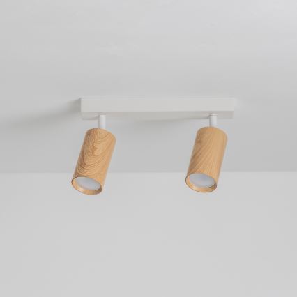 Brilagi - Faretto SELE 2xGU10/30W/230V bianco/decorazioni in rovere