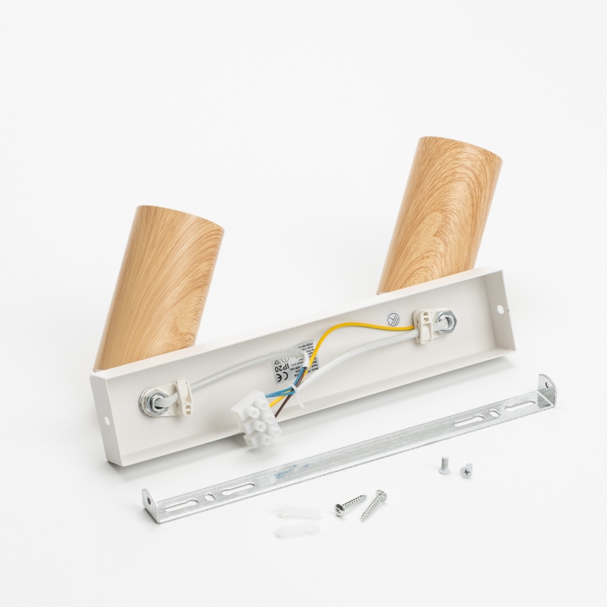 Brilagi - Faretto SELE 2xGU10/30W/230V bianco/decorazioni in rovere