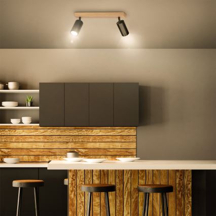 Brilagi - Faretto SELE 2xGU10/30W/230V nero/effetto rovere