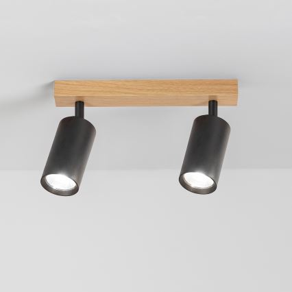 Brilagi - Faretto SELE 2xGU10/30W/230V nero/effetto rovere