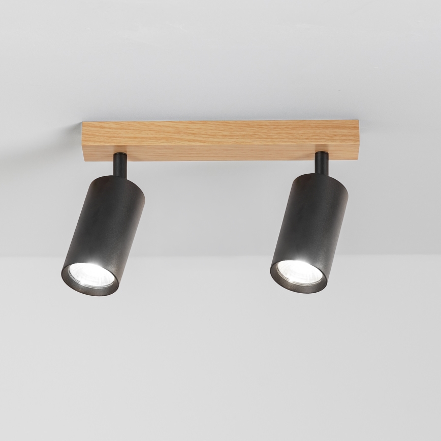 Brilagi - Faretto SELE 2xGU10/30W/230V nero/effetto rovere