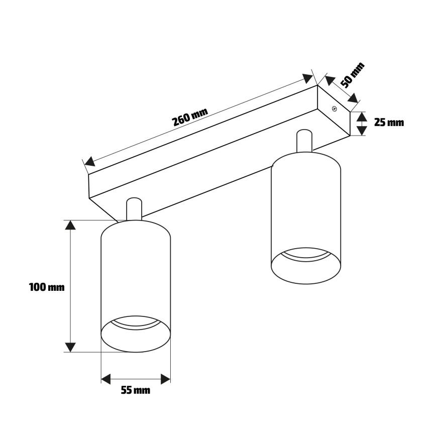 Brilagi - Faretto SELE 2xGU10/30W/230V nero/effetto rovere