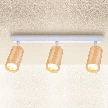 Brilagi - Faretto SELE 3xGU10/30W/230V bianco/decorazioni in rovere