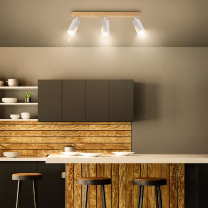 Brilagi - Faretto SELE 3xGU10/30W/230V bianco/effetto rovere